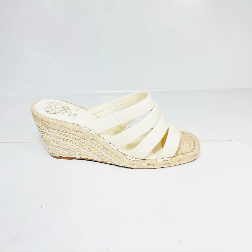 Vince Camuto Molisana Espadrilles Wedge Sandals Womens Size 9M Cream‎ Leather